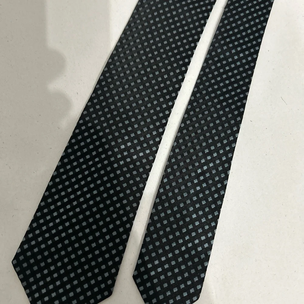 1980’s Tie Black With Blue Diamond Check Pattern Oleg Cassini By Burma